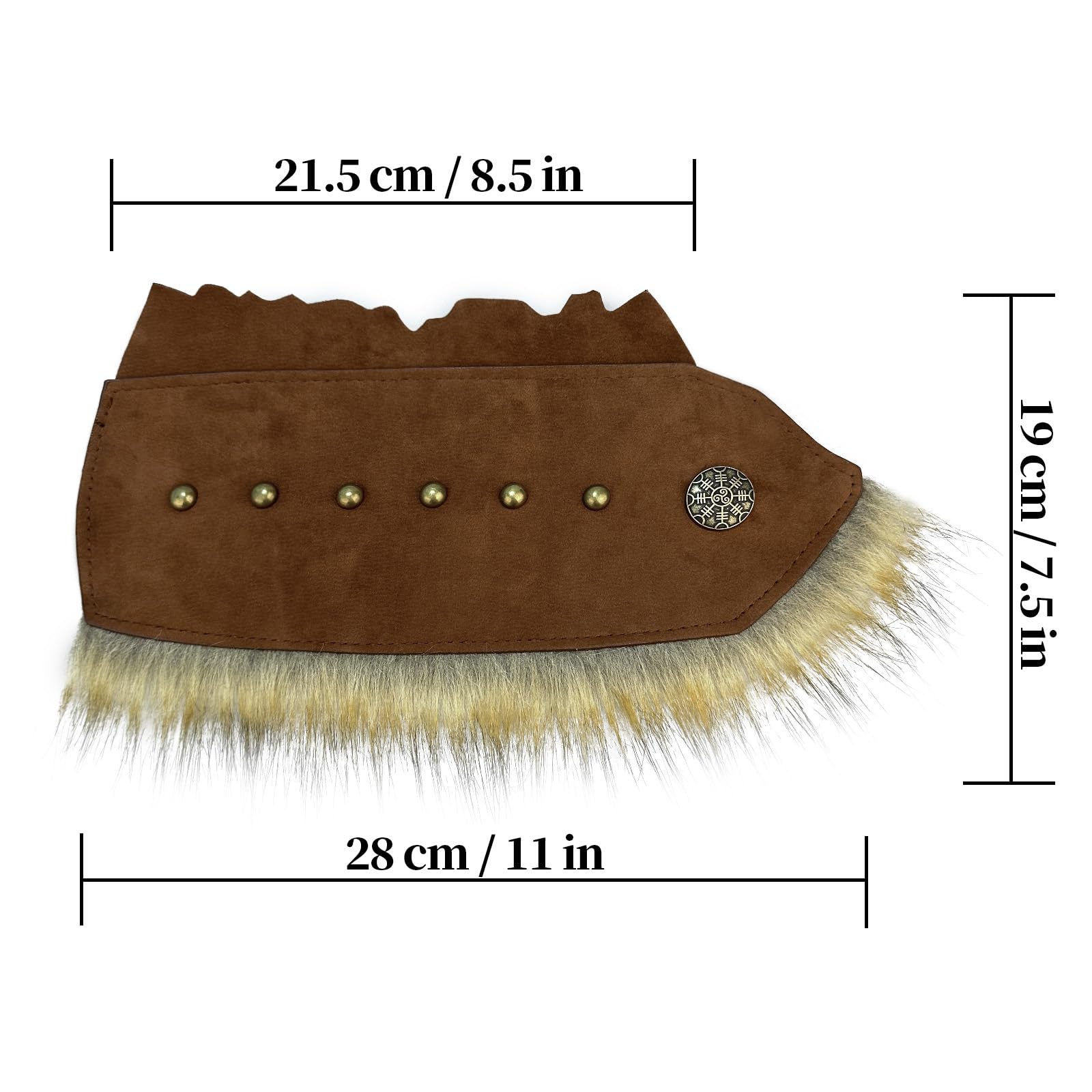 HiiFeuer Bracciali medievali in pelle scamosciata, bracciali in pelliccia artificiale rinascimentale, fascia da polso vichinga, protezioni per braccio da tiro con