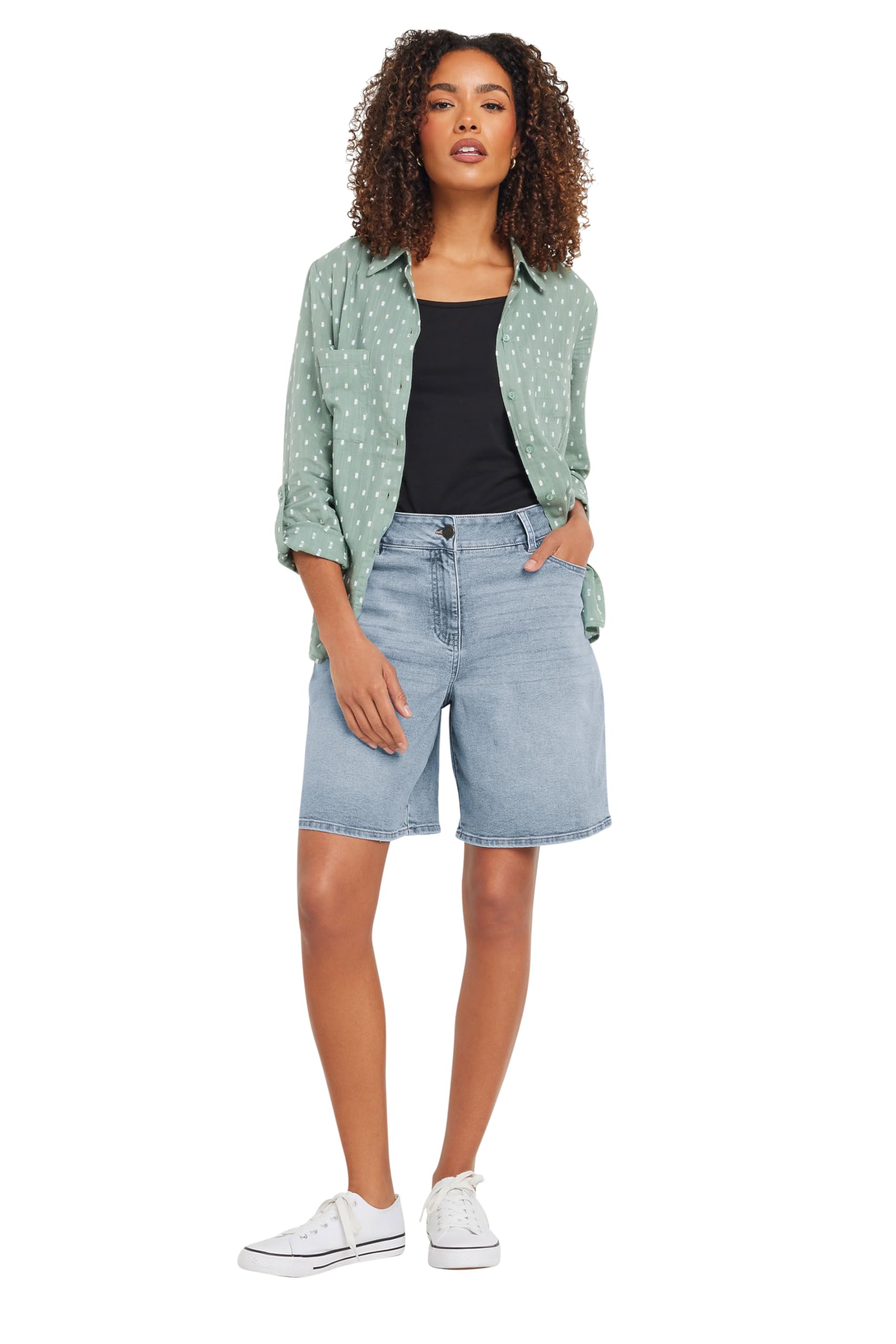 Women's Blue M&Co M&Co Light Wash Bermuda Shortssize 10