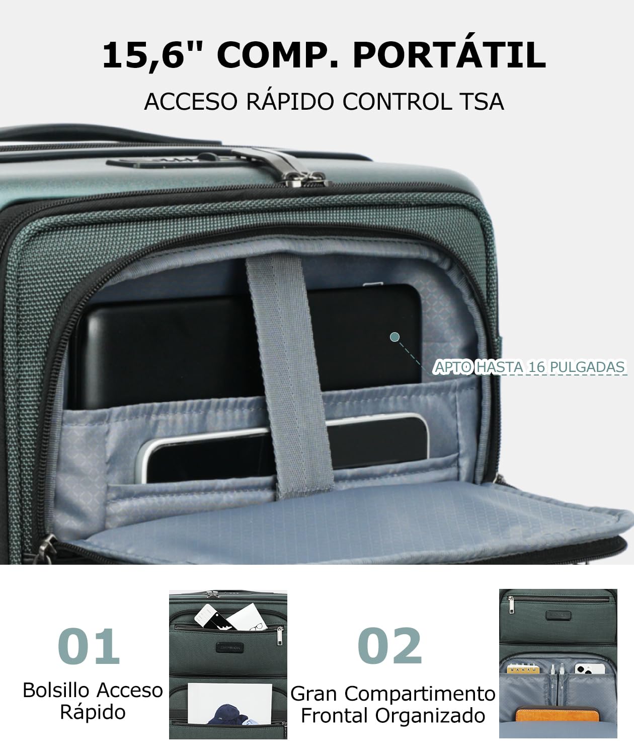 EMPSIGN Maleta de Cabina 20 Pulgadas, aprobada por aerolíneas | Maleta rígida expandible con cerradura TSA integrada, maleta de viaje con ruedas, 20 pulgadas, negra.