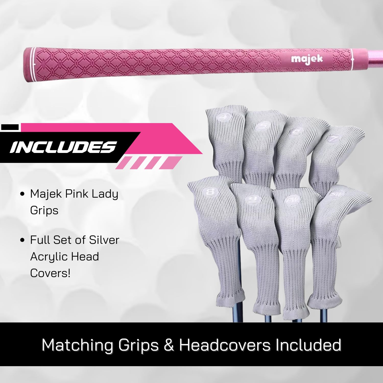 Majek Pink Senior Damen Golf-Hybriden Eisen Set New Senior Women Best All True Hybrid Ultra Light Weight Forgiving Fuchsia Woman Komplettpaket beinhaltet 4 5 6 7 8 9 PW SW All Lady Flex Utility Clubs