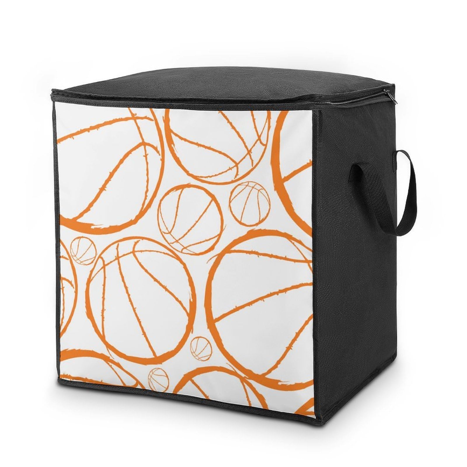 Lyfthologen 70L Storage Bags, Basketball Sports Pattern Storage Box with Lid Zipper And Handles, Clothes Bags for Quilt, Blankets, Bedding