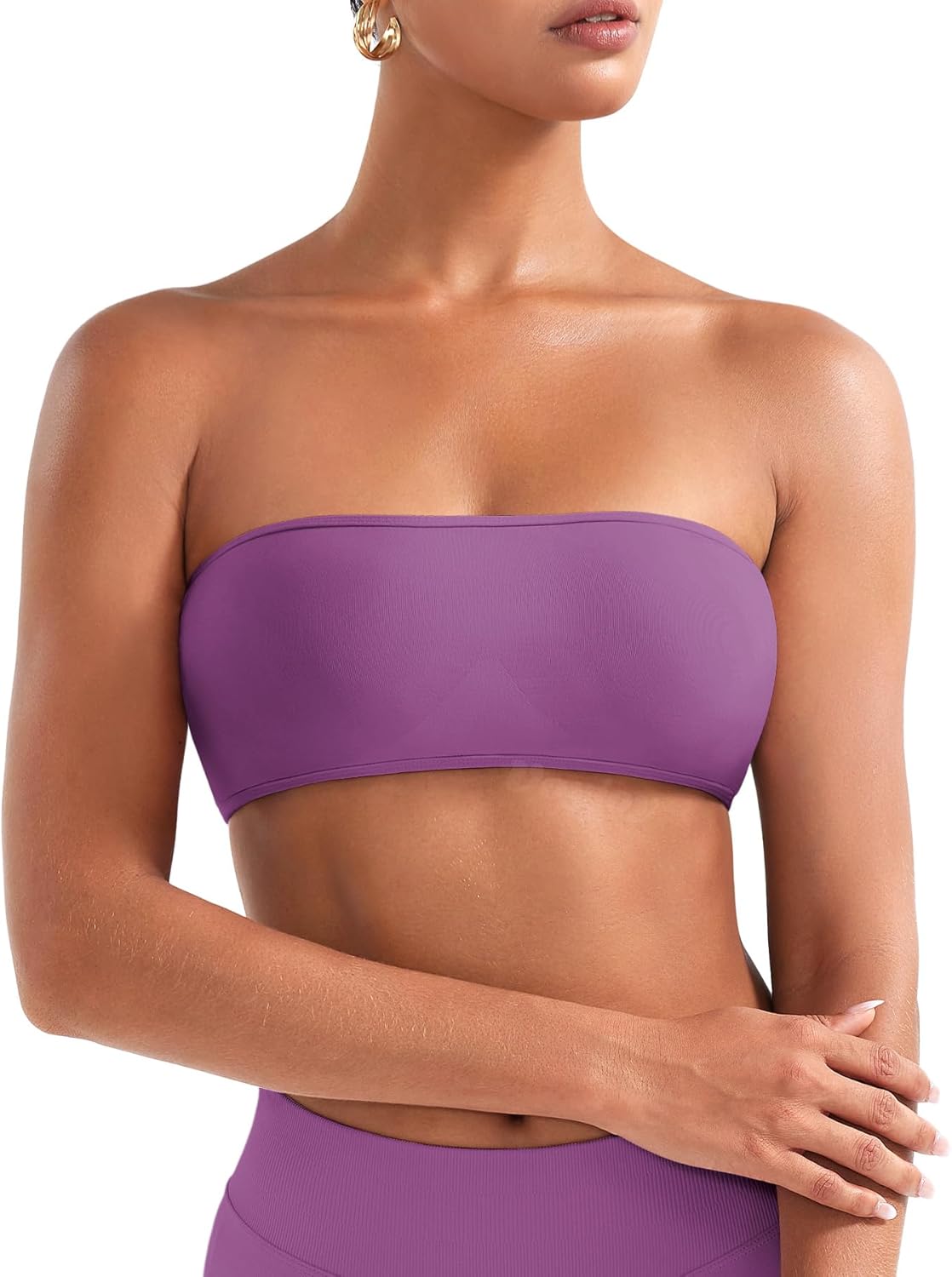 VOYJOY Impact Backless Bandeau Bra Workout Strapless Bandeau Basic Tank Top Adjustable Back - Image 3