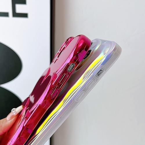 Miniatura 6 de Qokey Funda para iPhone 11 de 6.1 pulgadas, lindo marco ondulado chapado de TPU suave, brillante, colorido, luz láser, purpurina para iPhone 11 para