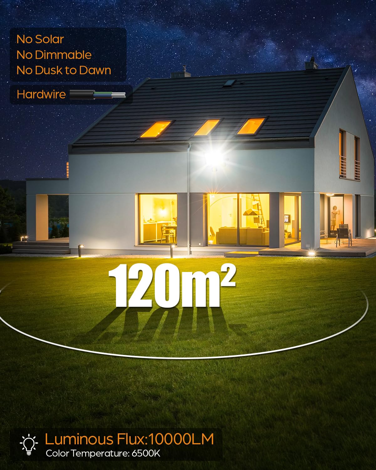 Spot Projecteur LED Extérieur 100W 1 Pièce - 10000LM 6500K Blanc Froid Lampe Phare LED Exterieur IP67 Etanche Eclairage Extérieur pour Terrasse,Jardin