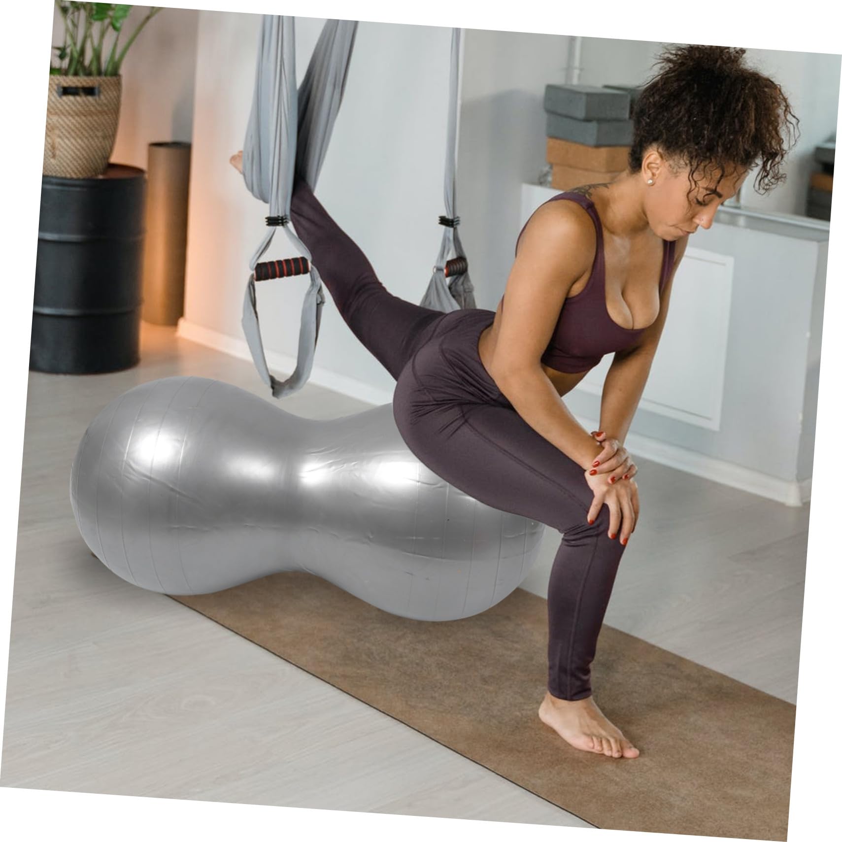 BESTonZON Anti Burst Yogabälle aus PVC mit Aufblasgerät Weiche Gymnastikbälle für Massage und Bodybuilding Tragbar und Robust für Yoga Zubehör