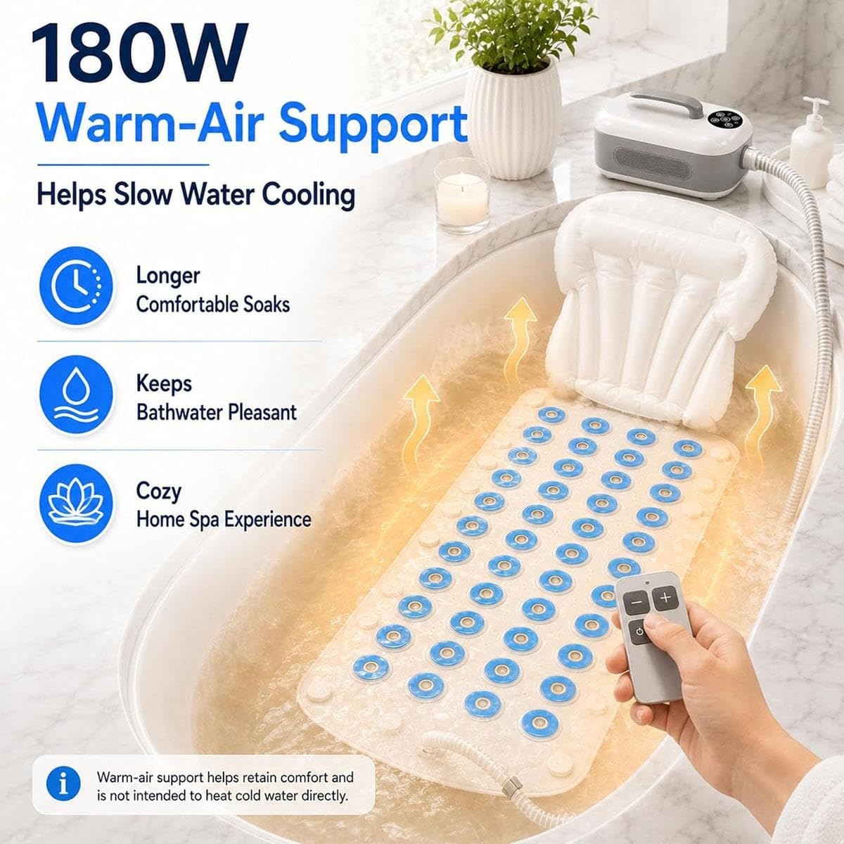 Estera Masaje SPA baño calefacción y Almohada Inflable,Ajuste 6 velocidades