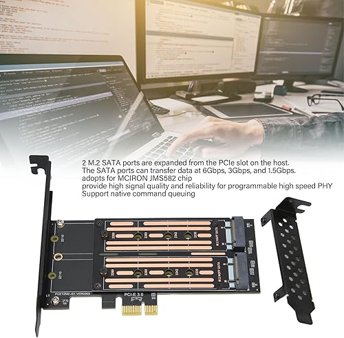 Miniatura 4 de Diyeeni Adaptador dual M.2 SATASSD NGFF a PCIE, transferencia de datos de hasta 6 Gbps, compatible con NCQ y MSI, compatible con Win 788.11011
