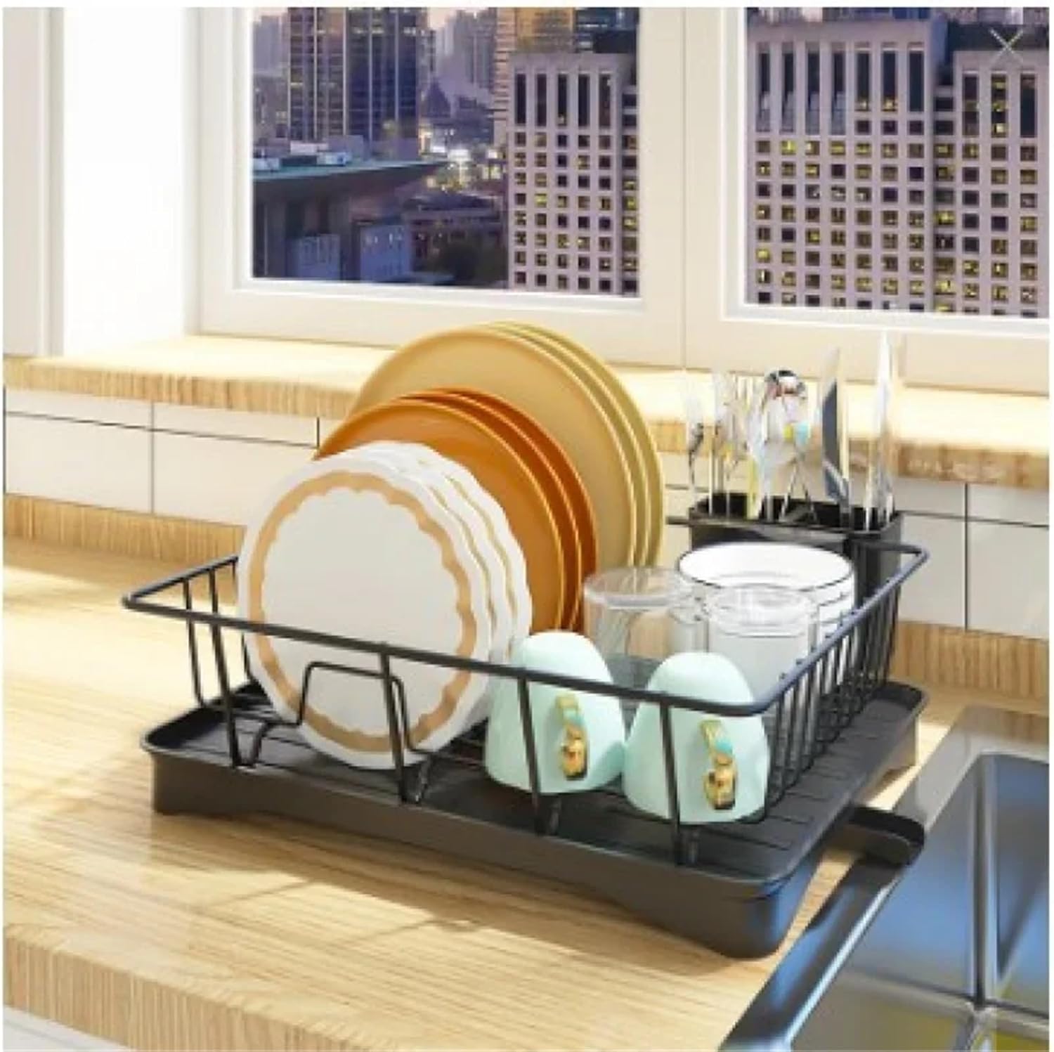 Kitchen Storage Rack Sink Dish Rack Household Multifunctional Bowl and Chopsticks Dish Storage Rack Single and Double Layer(Telescopic)