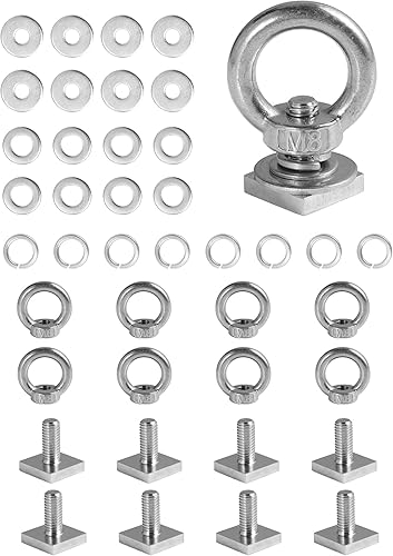Miniatura 9 de Anclaje de amarre para montaje en pista en T para portaequipajes de techo, perno de ojo en forma de anillo resistente M8, anillos de amarre