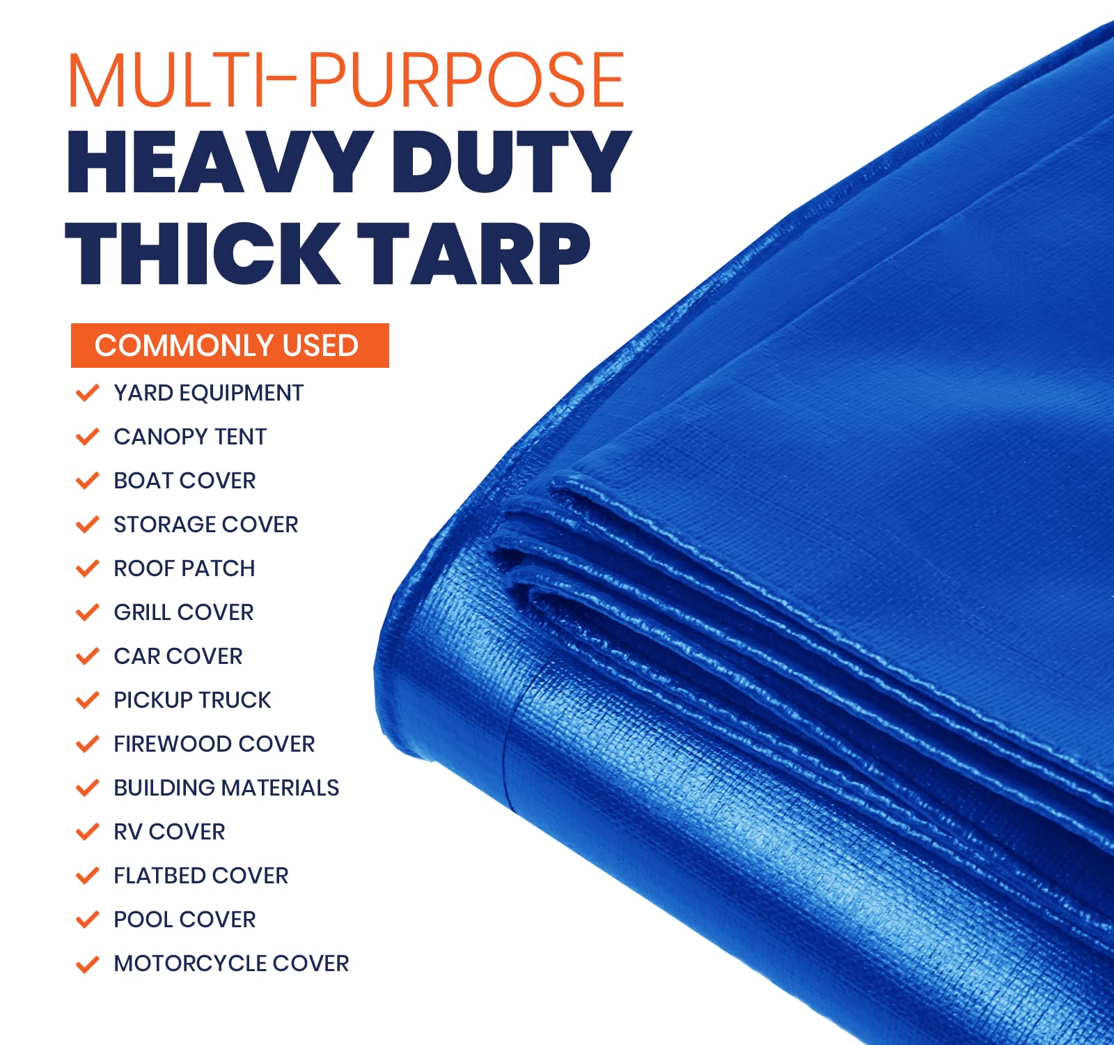 Tarpco Safety Abdeckplane – 12′ X 16′ (ca. 3,65x4,85 M), 190 G/m², Wasserdicht, Mit Ösen