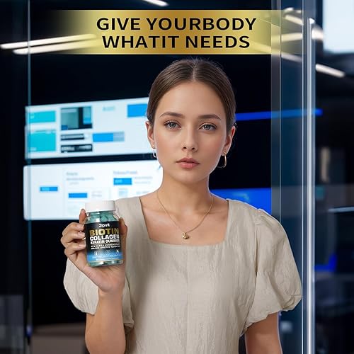 Miniatura 5 de zipvit Gomitas de colágeno de biotina, vitaminas para la piel y las uñas para mujeres y hombres, vitaminas para el crecimiento del cabello B1, B2,