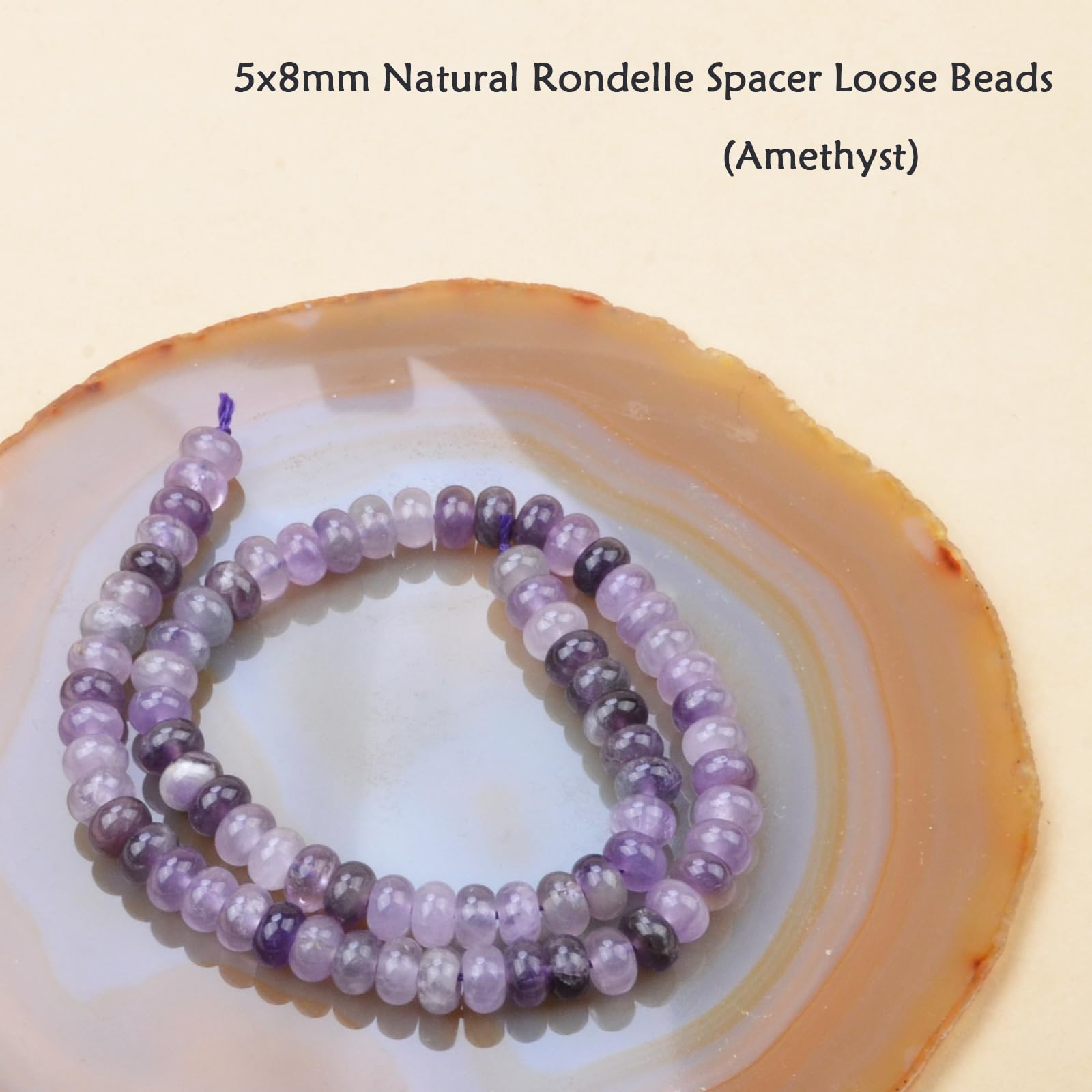 ICAI - Perline sfuse naturali a rondella, 5 x 8 mm, per la creazione di gioielli fai da te, 1 filo, 38,1 cm (ametista)