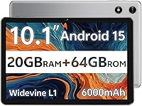 SVITOO 10 Inch Android 15 Tablet: 20GB RAM, 64GB Storage (1TB Expandable), WiFi 6, 6000mAh Battery for Kids & Adults, Gray