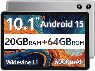 SVITOO 10 Inch Android 15 Tablet: 20GB RAM, 64GB Storage (1TB Expandable), WiFi 6, 6000mAh Battery for Kids & Adults, Gray
