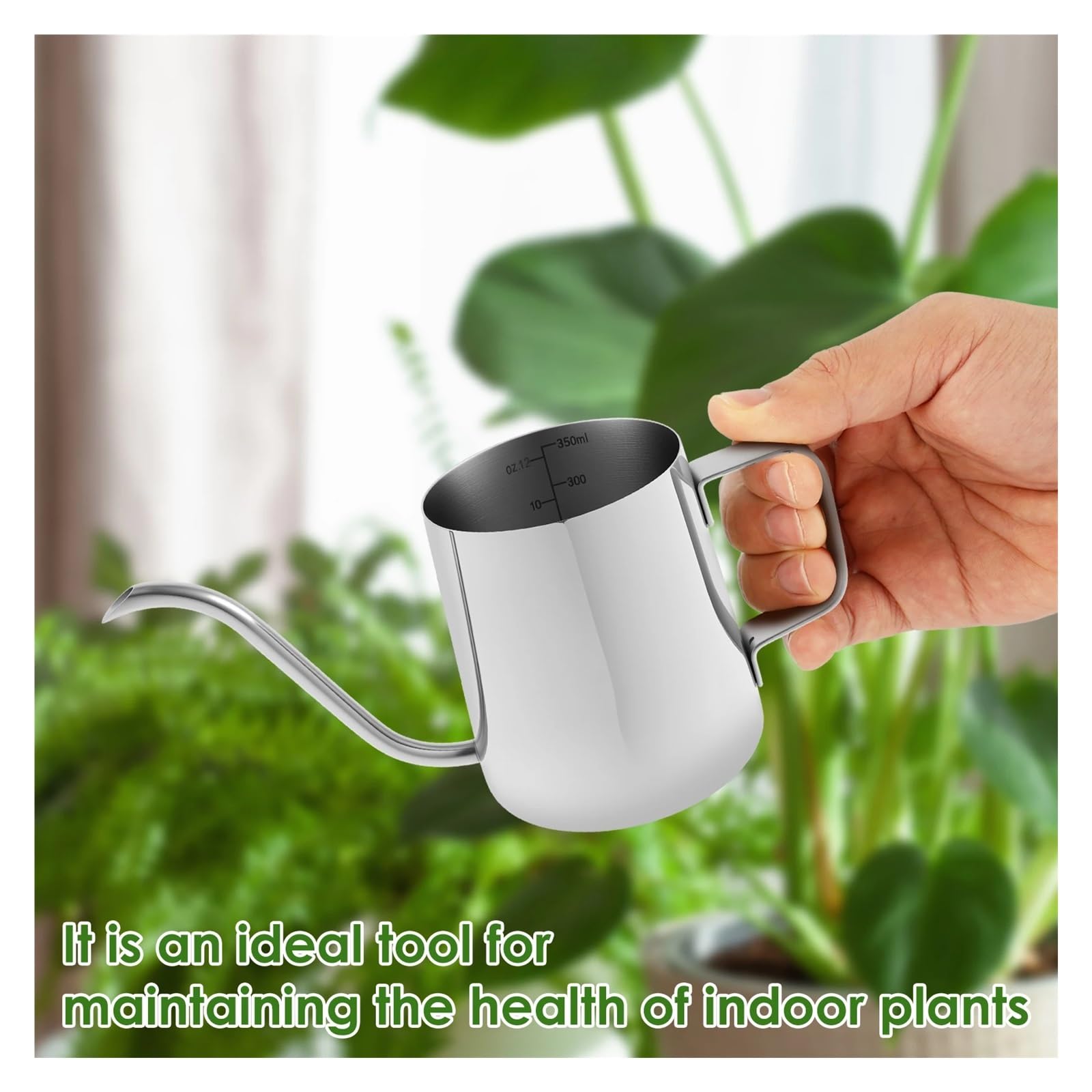 Annaffiato Annaffiatoio Piccolo con beccuccio Lungo, irrigazione da Giardino, in Acciaio Inox, for Piante da Interno ed Esterno, Fiori e Ufficio per Uso Domestico(Copper Color 300ML)