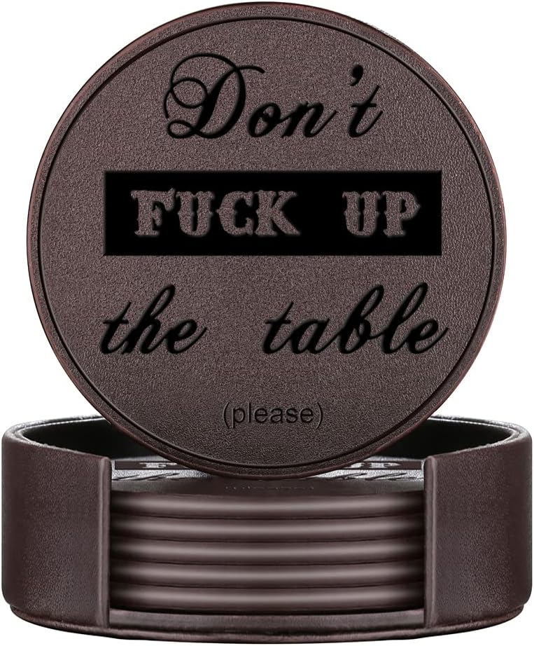 Amazon.com: Funny Coasters, Thipoten Leather Coasters with Holder ...