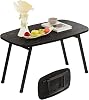 Oval CoffeeTable,Small Folding Coffee Tables For Living Room Home Office,Mid Century Modern Furniture,Tea Table,Side Table,Foldable Floor Desk for Small Space, Black 80x40x45cm