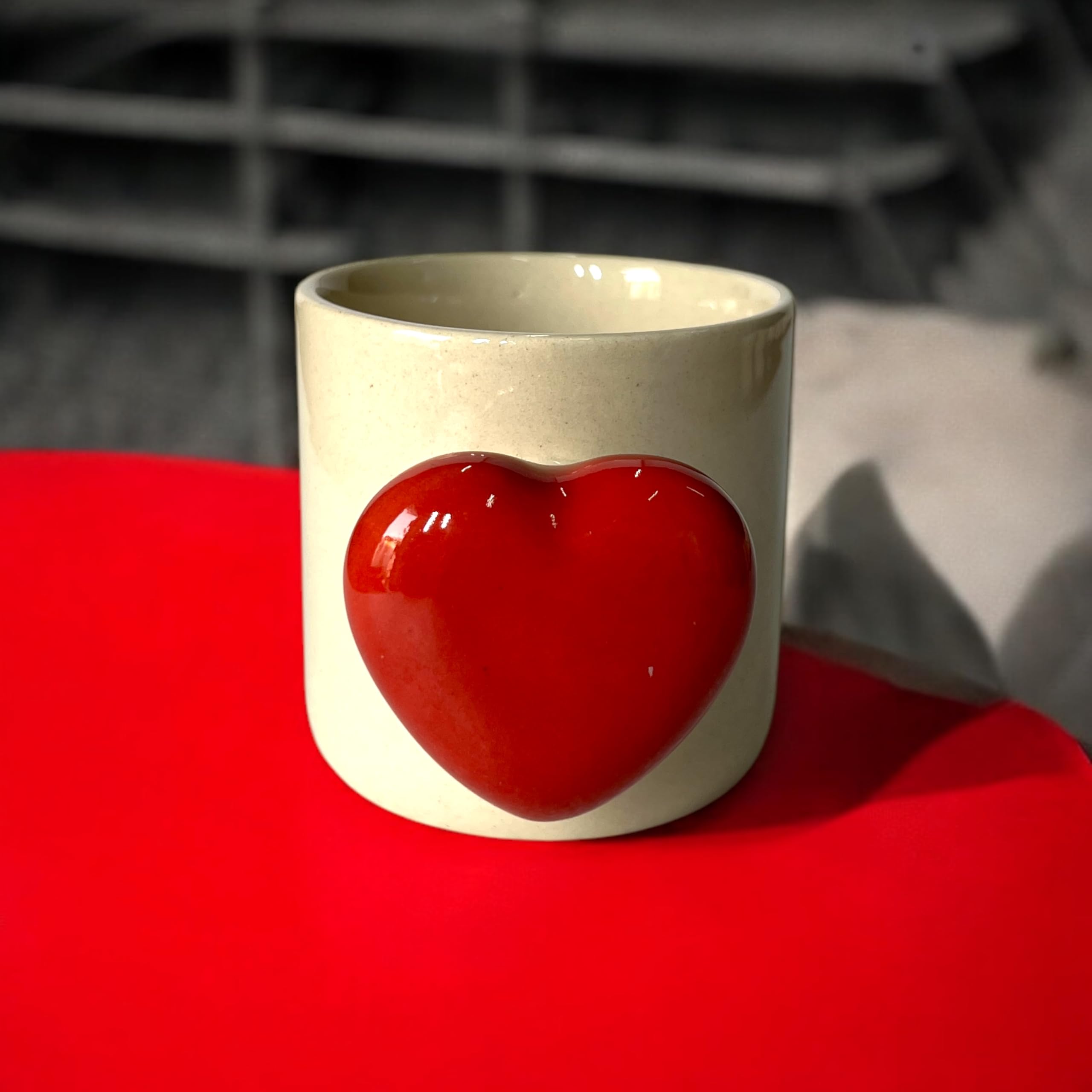 Handcrafted Ceramic Coffee Mugs with Heart Handle -9