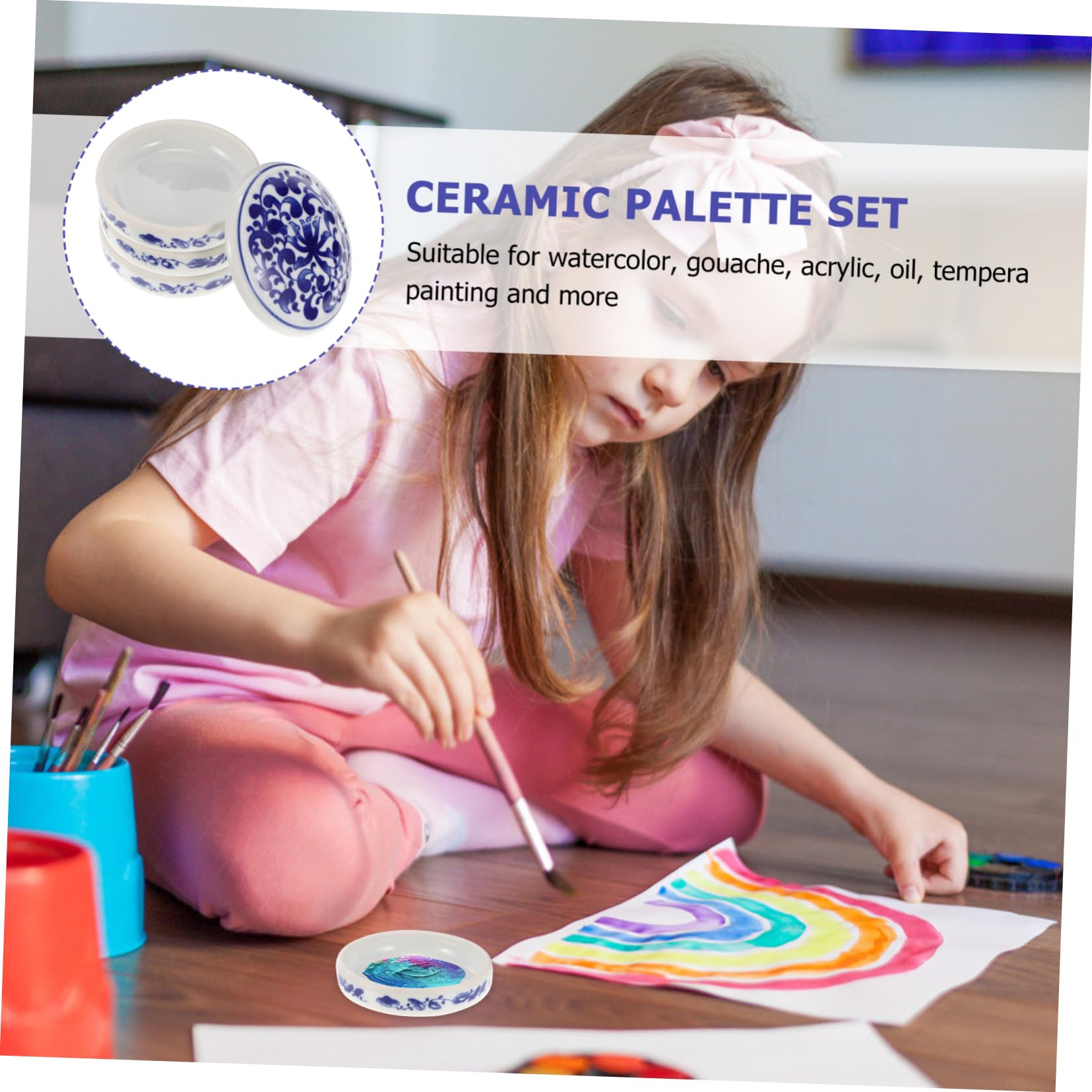 Tofficu Farbmischpalette zum Leicht zu Reinigen mit Fünf Schichten Farben Mischen Keramische für Maler und Künstler Beim Malen