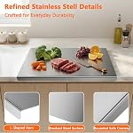 Stainless Steel Cutting Boards for Kitchen, 304 Stainless Lipped Chopping Board, Non-Slip Metal Cutting Board for Meat, Fruits, Vegetables, and Baking Food Grade Cutting Plate (15.7 X 11.8 Inch)