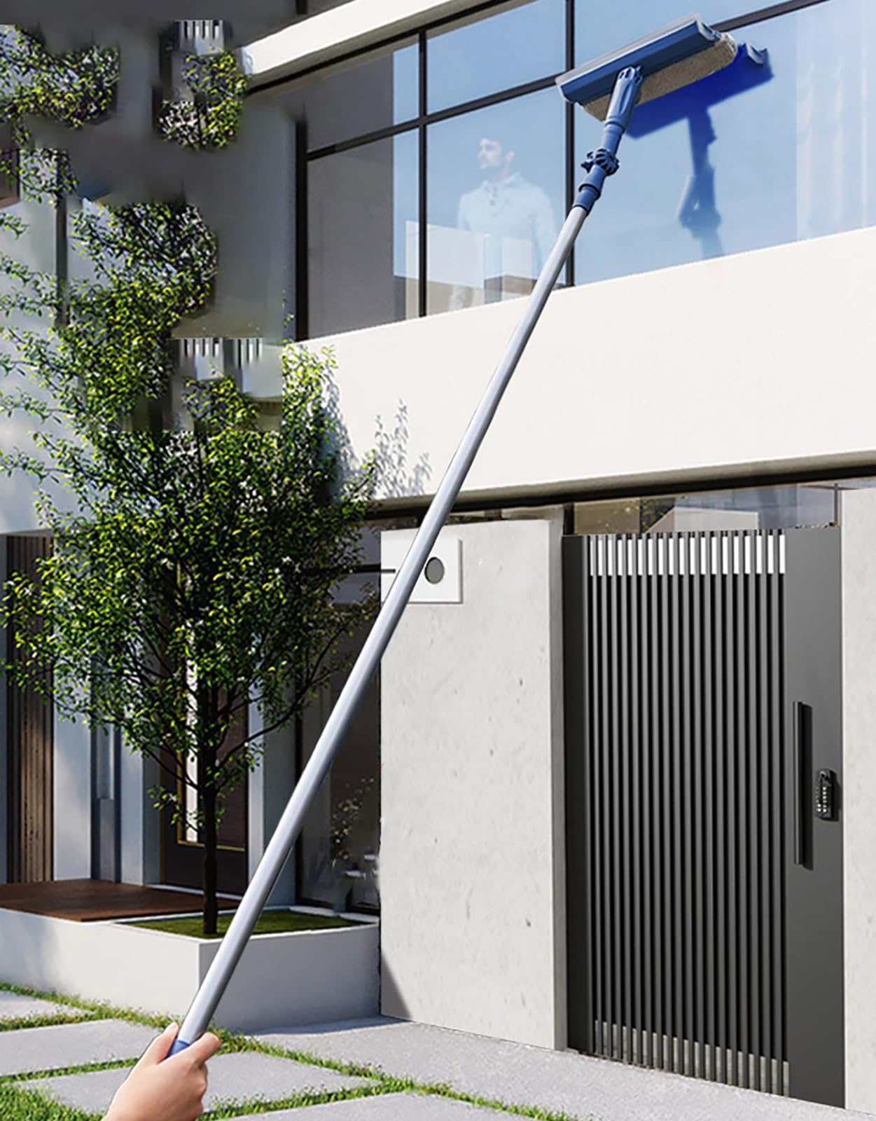 Limpiador Limpieza Vidrios Kit Profesional De Lavado De Ventanas Flexible Con Poste Ajustable De 3,2 M, Máquina Limpiadora De Ventanas Con Escobilla De Goma De Doble Cara Y Herramienta De Limpieza