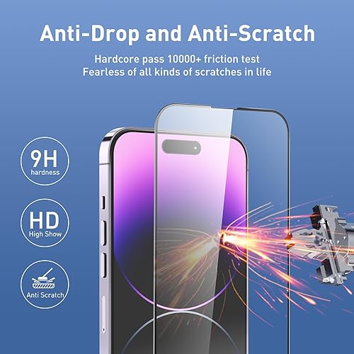 Miniatura 3 de Kit de alineación automática protector de pantalla para iPhone 14 Pro Max, luz azul, 6.7 pulgadas, cobertura completa, compatible con isla dinámica,