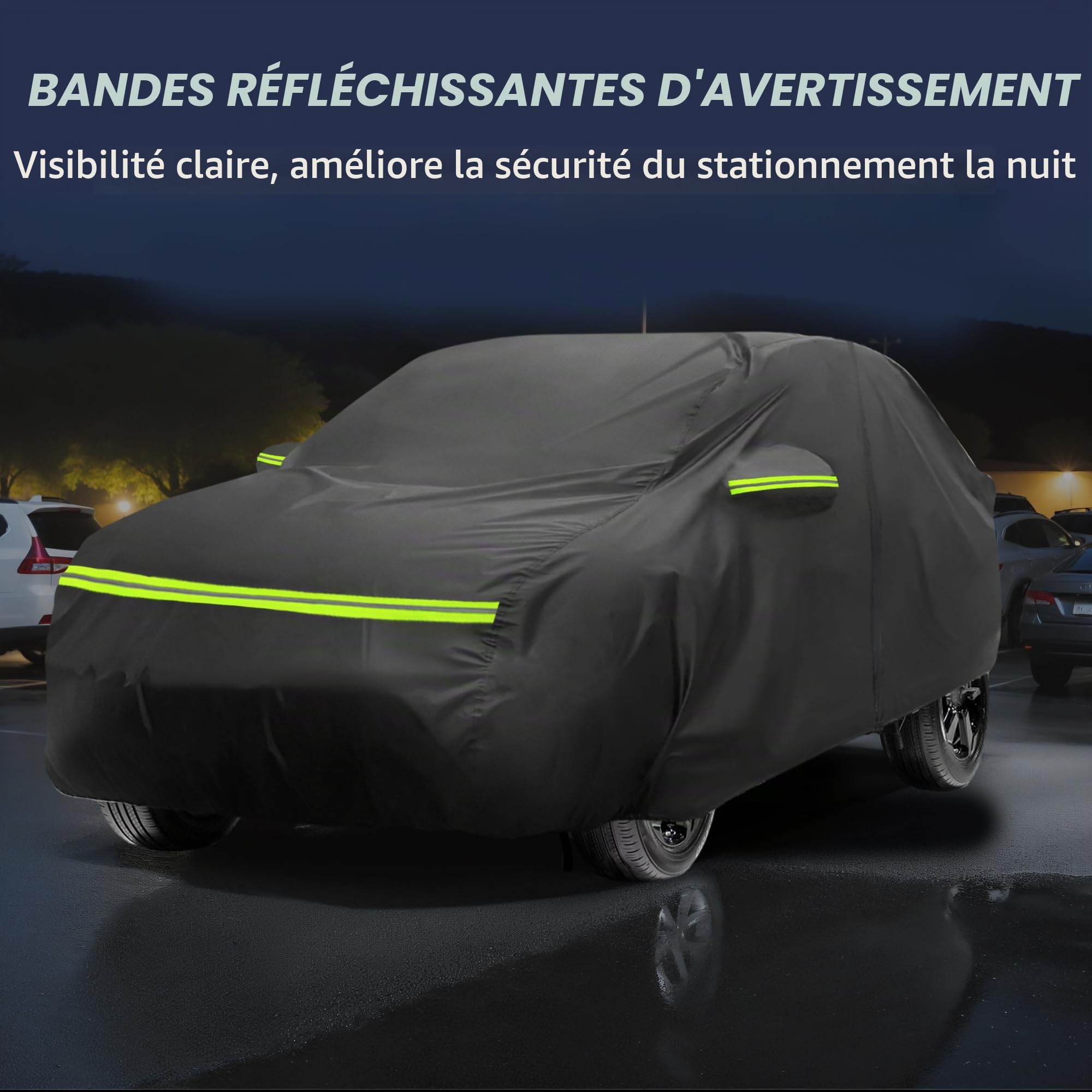 A ABSOPRO Housse De Voiture pour Mercedes-Benz GLA 13-23 1pc | 210D-PU, Noir, Extérieur, Tout Temps, Imperméable, Coupe-Vent, Protection Solaire, Fermeture Éclair Conducteur, Complète