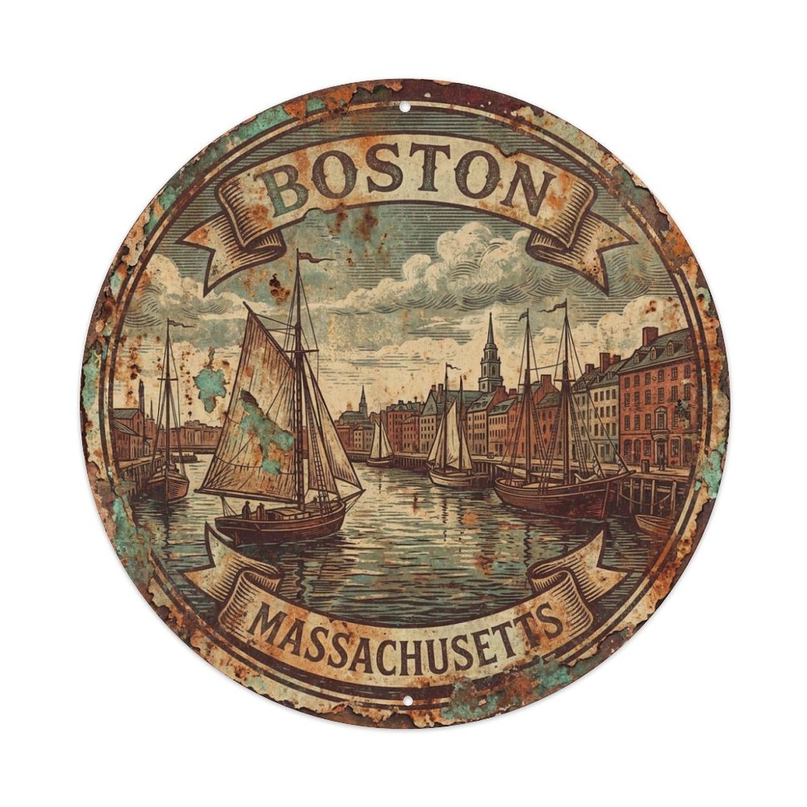 Tgrcjimh Style Metal Tin Sign Retro Travel Usa Boston