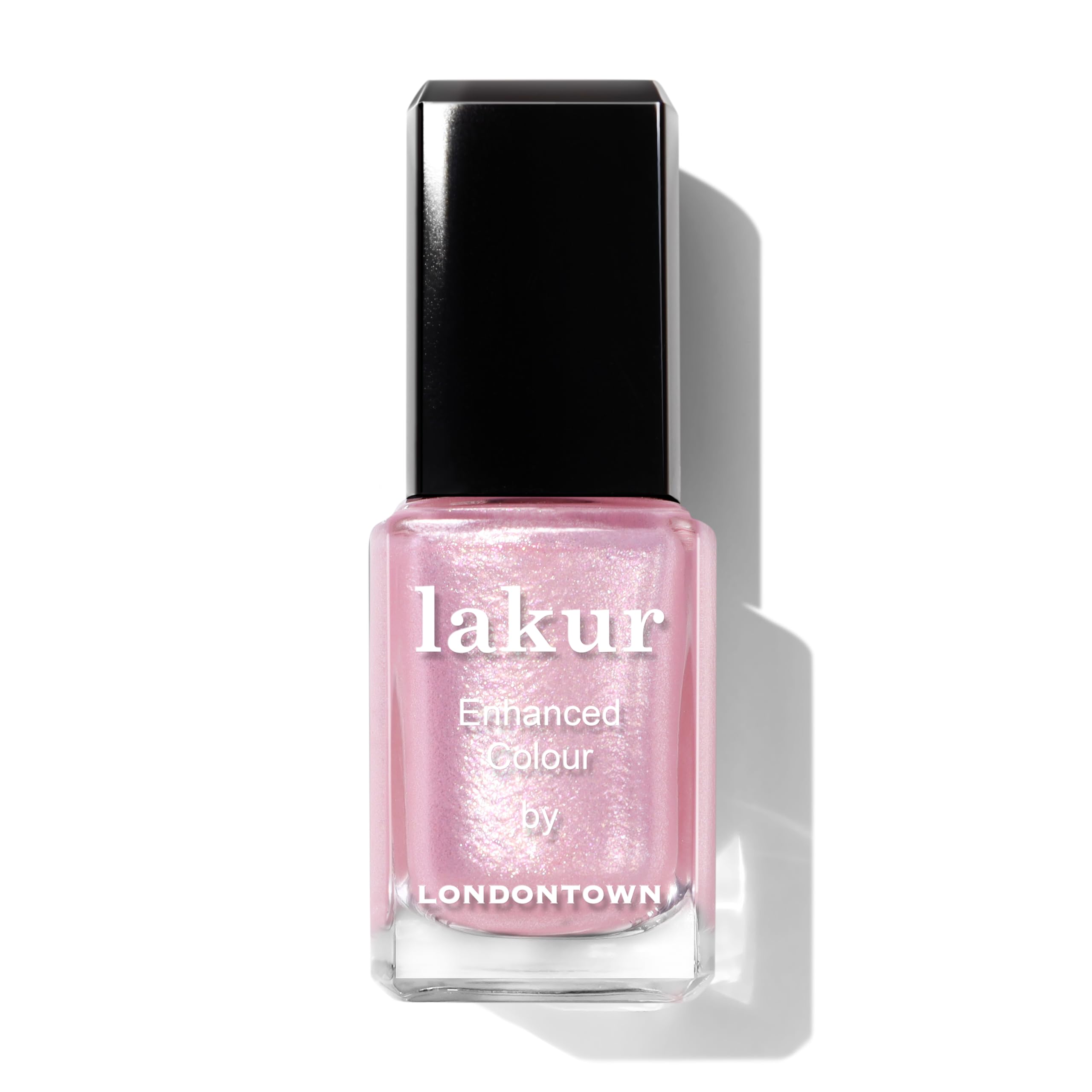 LONDONTOWN lakur Nail Polish - Chip-Resistant, Non-Toxic, Conditions & Hydrates Nails | Glittery Baby Pink, Pink Strawberry, 11.8mL