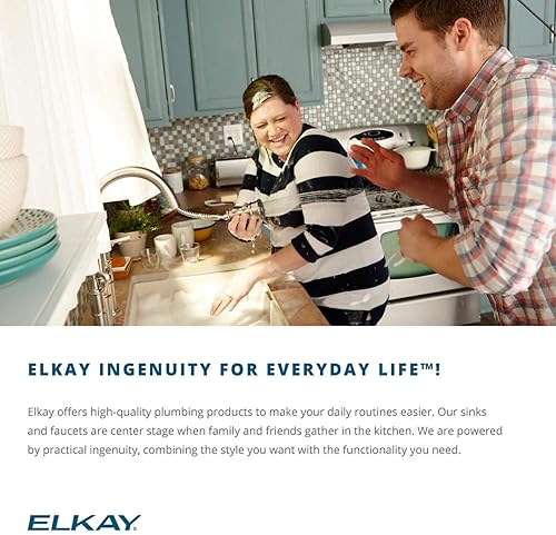 Miniatura 6 de Elkay ELUH141810DBG Gourmet - Fregadero de cocina de acero inoxidable lustertone de 16-12 pulgadas x 20-12 pulgadas de profundidad, esquinas