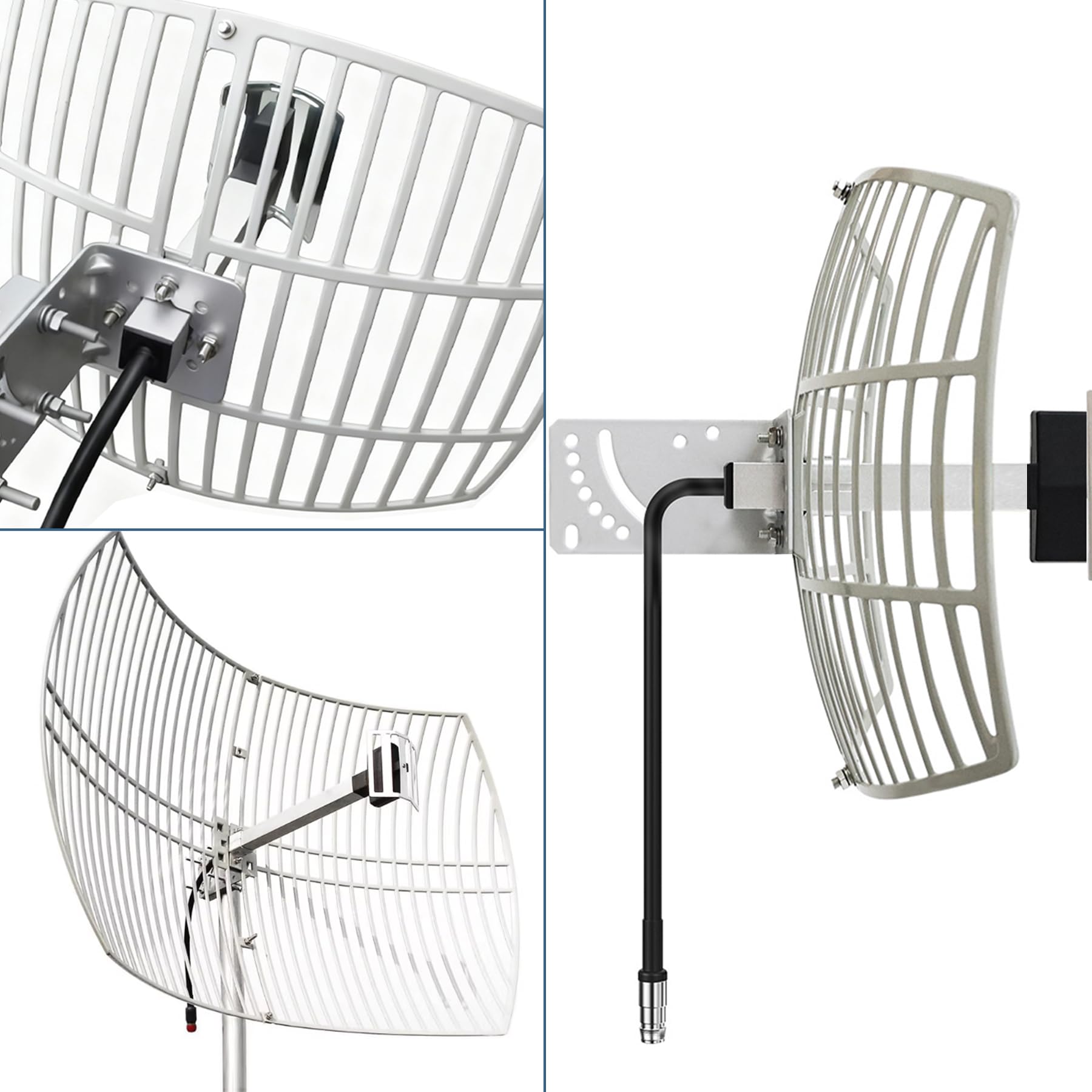 Antenne parabolique directionnelle extérieure à gain élevé 2,4 GHz 24 dBi (2400-2483 MHz) longue portée N-femelle connecteur pour caméra de sécurité routeur WI FI