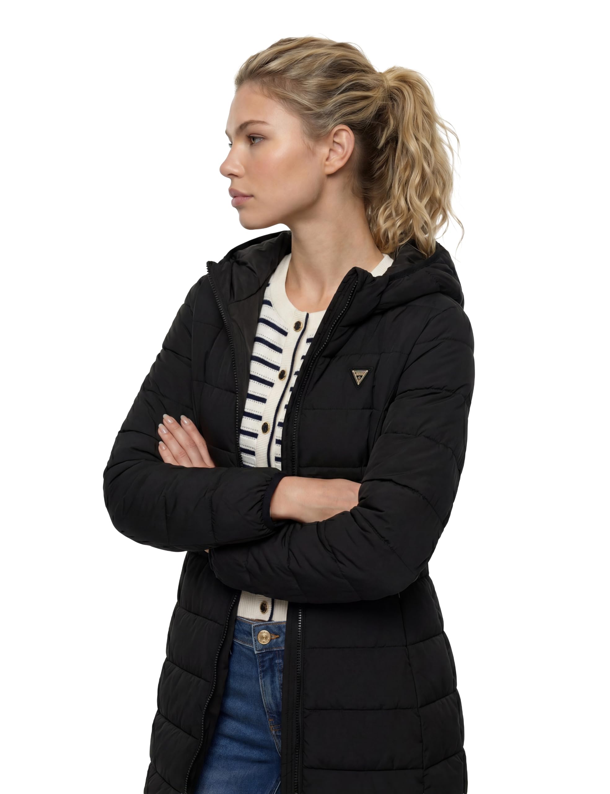 GUESS New Aleta Long Puffer Jacket Chaqueta larga acolchada ALETA Mujer (Pack de 1)