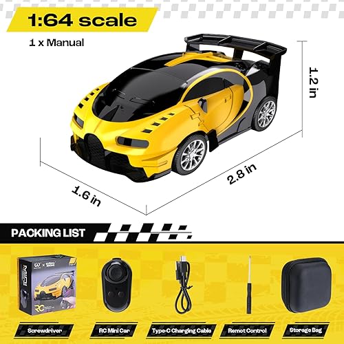 Miniatura 6 de Allnice Mini auto de control remoto a escala 164 para niños, autos a control remoto de acrobacias de 2.4 GHz, aleaciones de carreras, juguete para