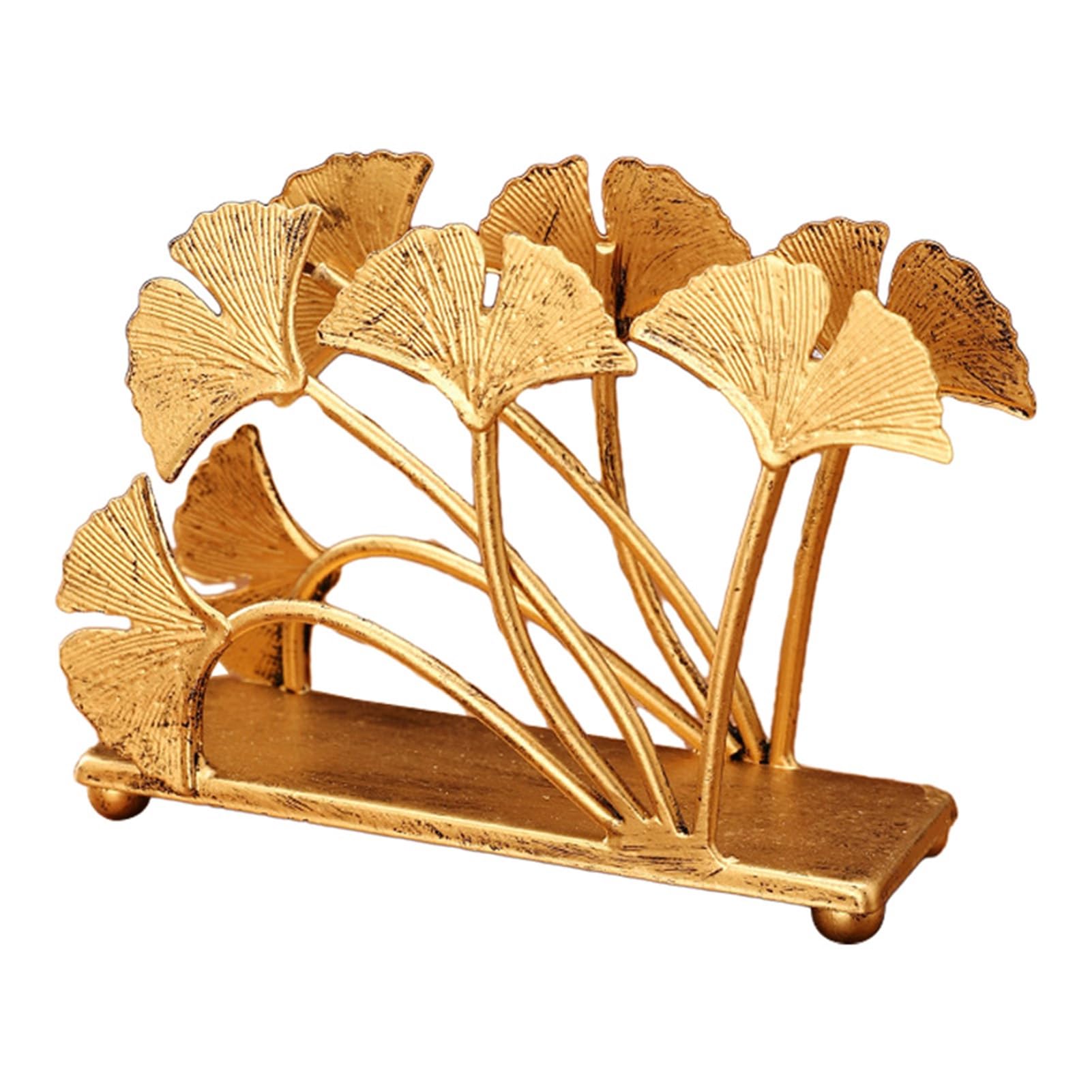 Glifora Ginkgo Vertical Napkin Holder - Rustic Ginkgo Leaves Napkin Storage Holder, Metal Paper Towel Dispenser, Kitchen Tabletop Decorative Organiser for Napkins, Mail and Documents
