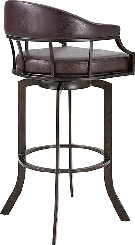 Miniatura 3 de Armen Living Pharaoh - Taburete giratorio de 30 pulgadas de piel sintética marrón y caoba