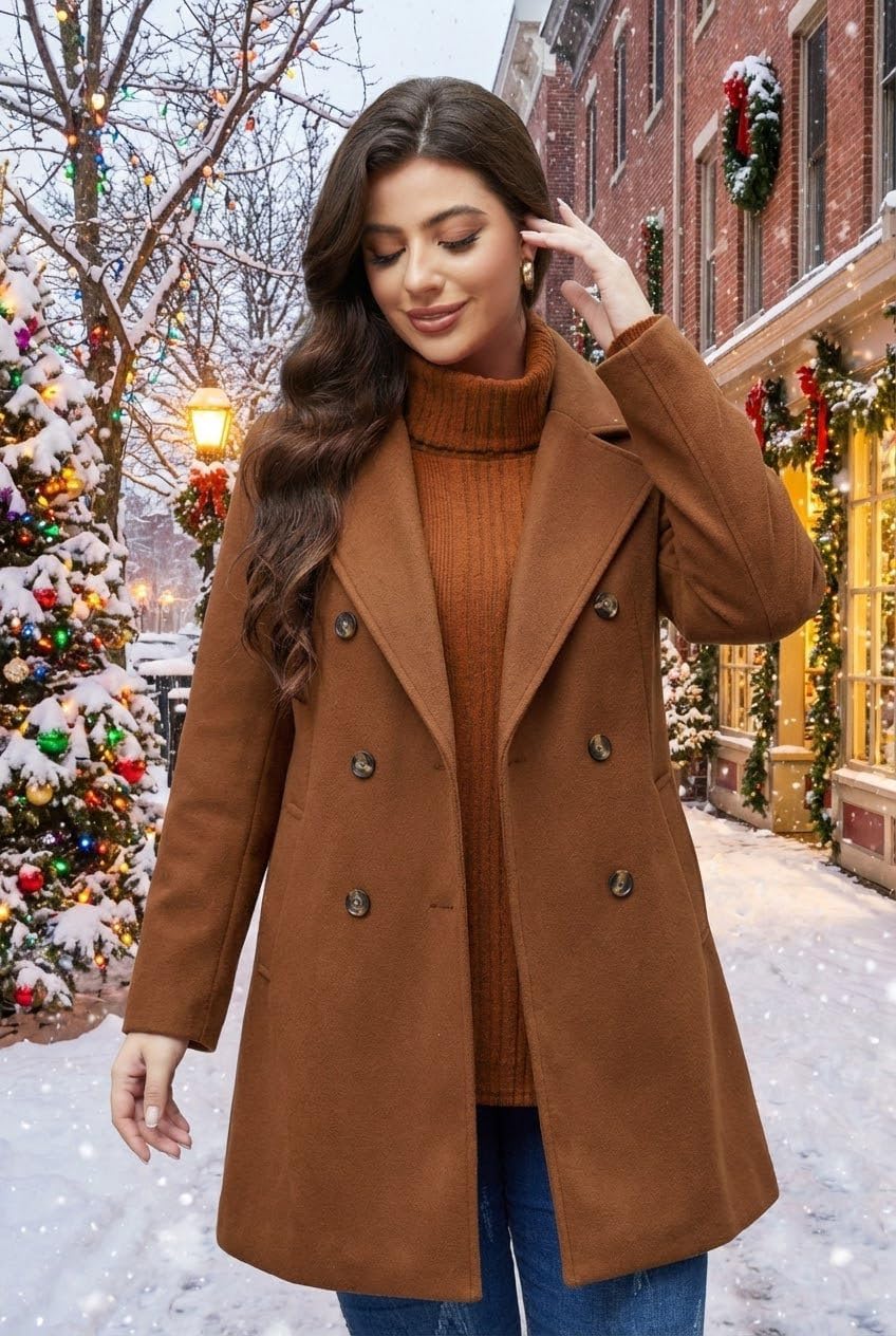 Amrto Plus Size Sweaters for Women 2025 Winter Cowl Neck Tunic Sweaters Buttoned Holiday Vacation Tops with Pockets - Image 3