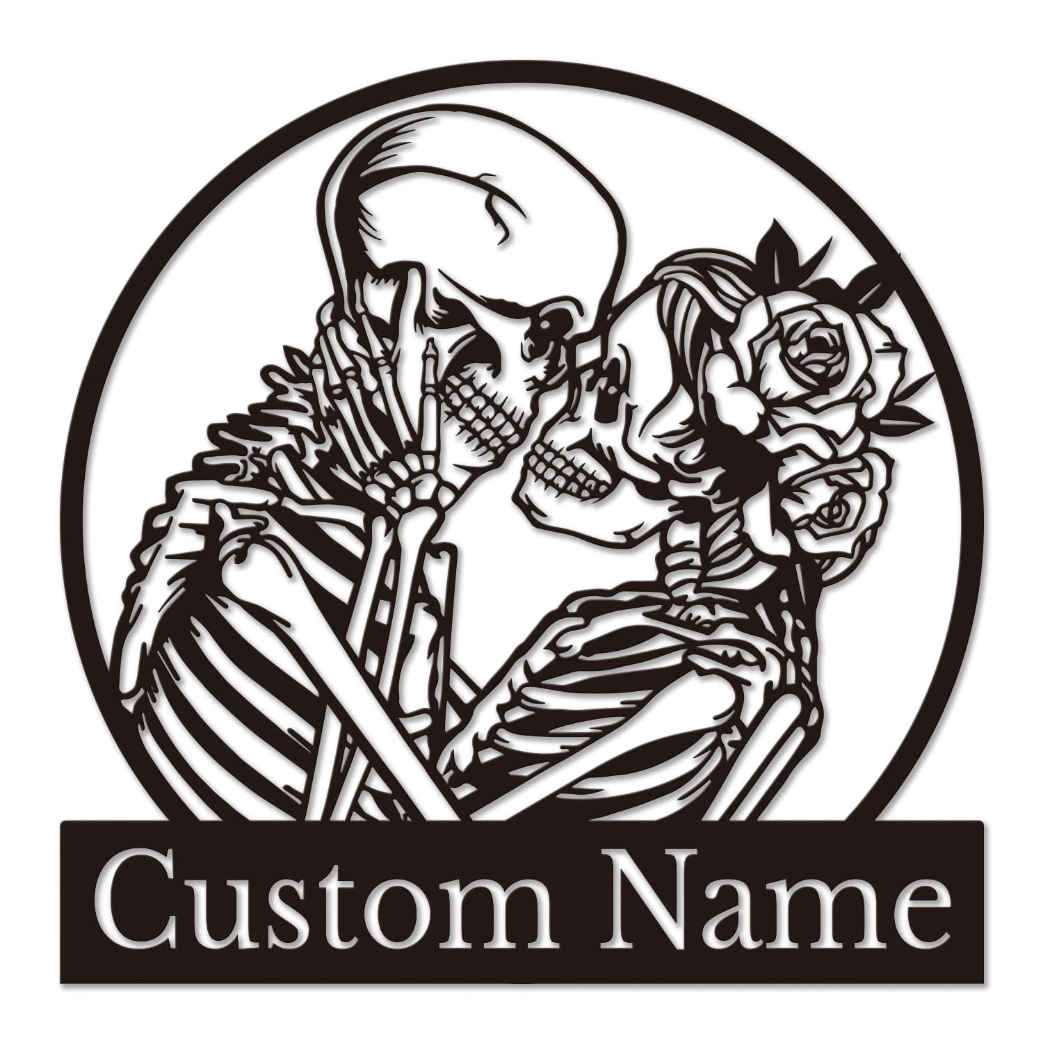 Kissesuu Skeleton-A Custom Skeleton Metal Wall Art - Gothic Couple Wedding Decor, Skull Couples Gift