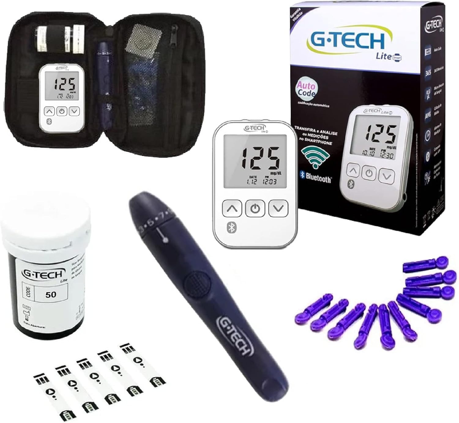 DIABETES 2025: As 5 Novas Fronteiras no Tratamento – De Ossos Fortes ao Cuidado Inteligente (Diretrizes SBD) 11 Kit Medidor de Glicose G-Tech Lite Smart Bluetooth 60 Tiras 10 Lancetas + Caneta e Estojo
