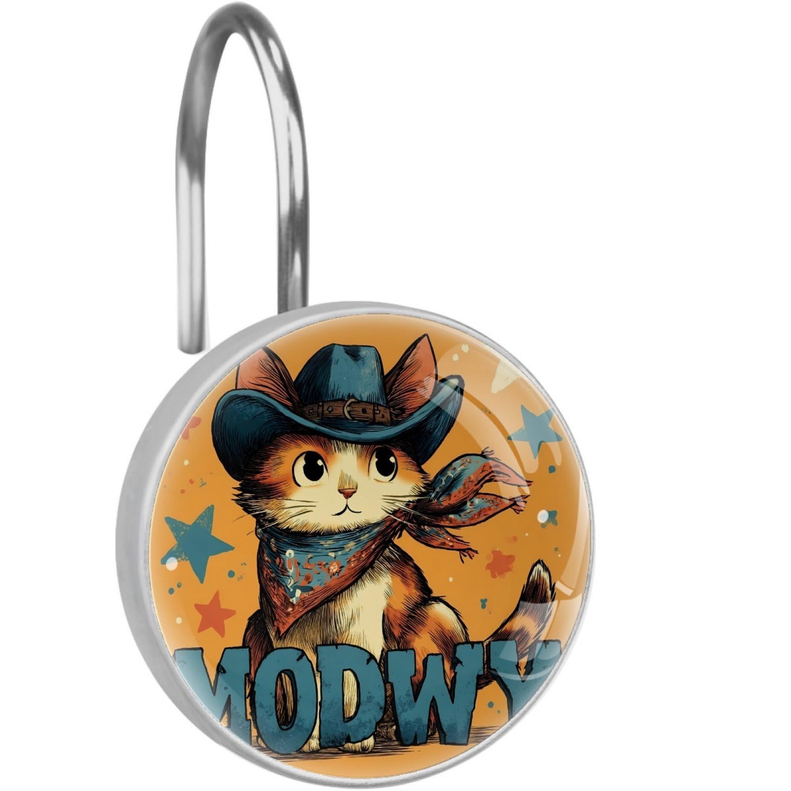 VAPOKF Shower Curtain Hooks, 12PCS Cowboy Cat Shower Curtain Hook for Bathroom Decors Home Bedroom