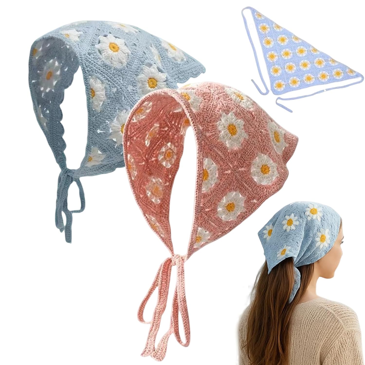 2 Pcs Head Scarf for Women, Bandanas for Women, Head Coverings Comfy Beach Headwraps Hair Scarf Gift for Women, Girl 2 Pcs Head Scarf for Women, Bandanas for Women, Head Coverings Comfy Beach Headwraps Hair Scarf Gift for Women, Girl