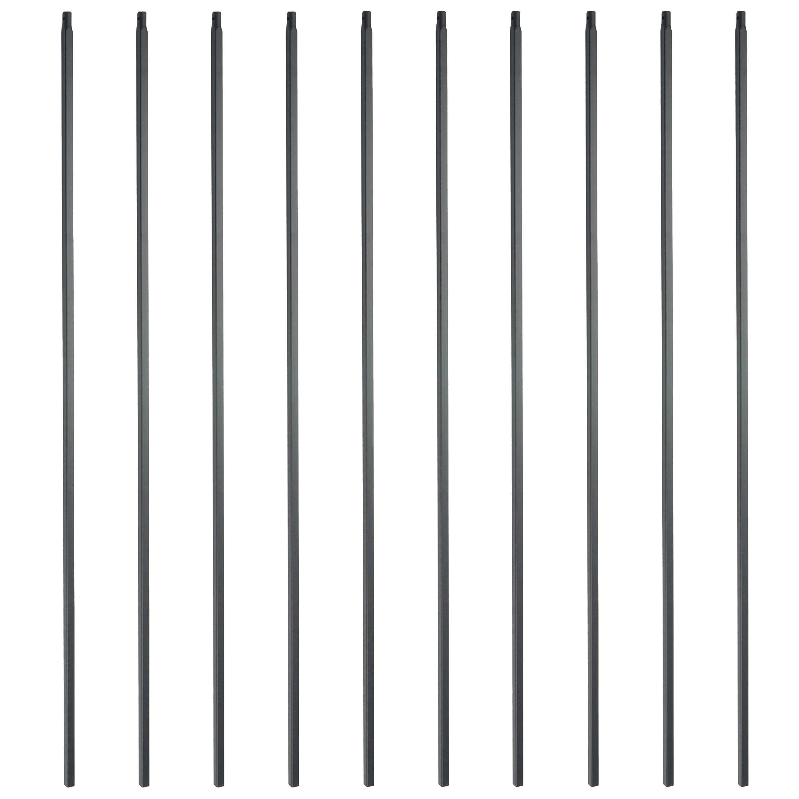 Myard Standard Plain 1/2 Inches Square Iron Stair Balusters, 44 Inches 10-Pack (Satin Black)