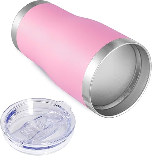 Miniatura 6 de VEGOND Vaso de acero inoxidable de 20 onzas con tapa y pajita, aislado al vacío, taza de café de viaje de doble pared (rosa, paquete de 1)