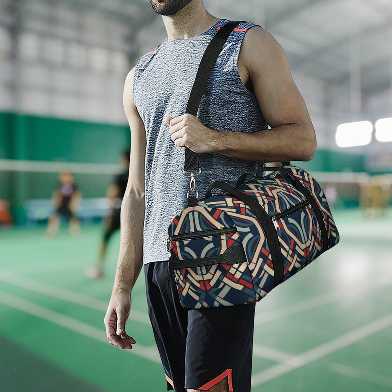 Sporttasche für Damen und Herren, mit Schuh- und Nassfach, Reisetasche, Blau und Weiß, Wochenendtasche, Handgepäcktasche für Schwimmen, Fitness, Workout, Sport, Einheitsgröße, Stil:, Einheitsgröße