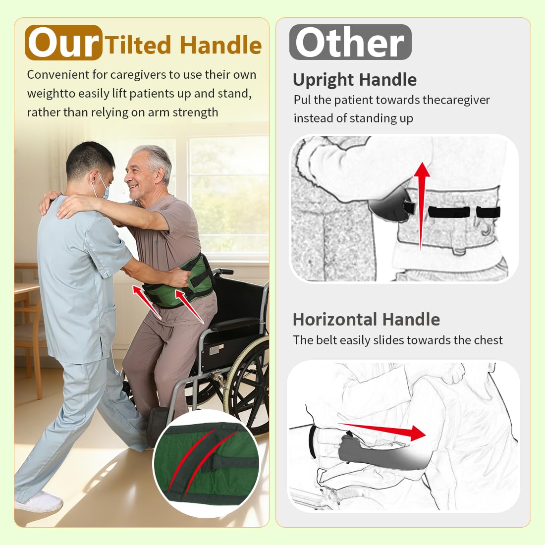 Cinturones de marcha con asas acolchadas, cinturones de transferencia, cinturón de terapia física para personas mayores en movimiento, cinturón de elevación para pacientes/ancianos, hebilla de