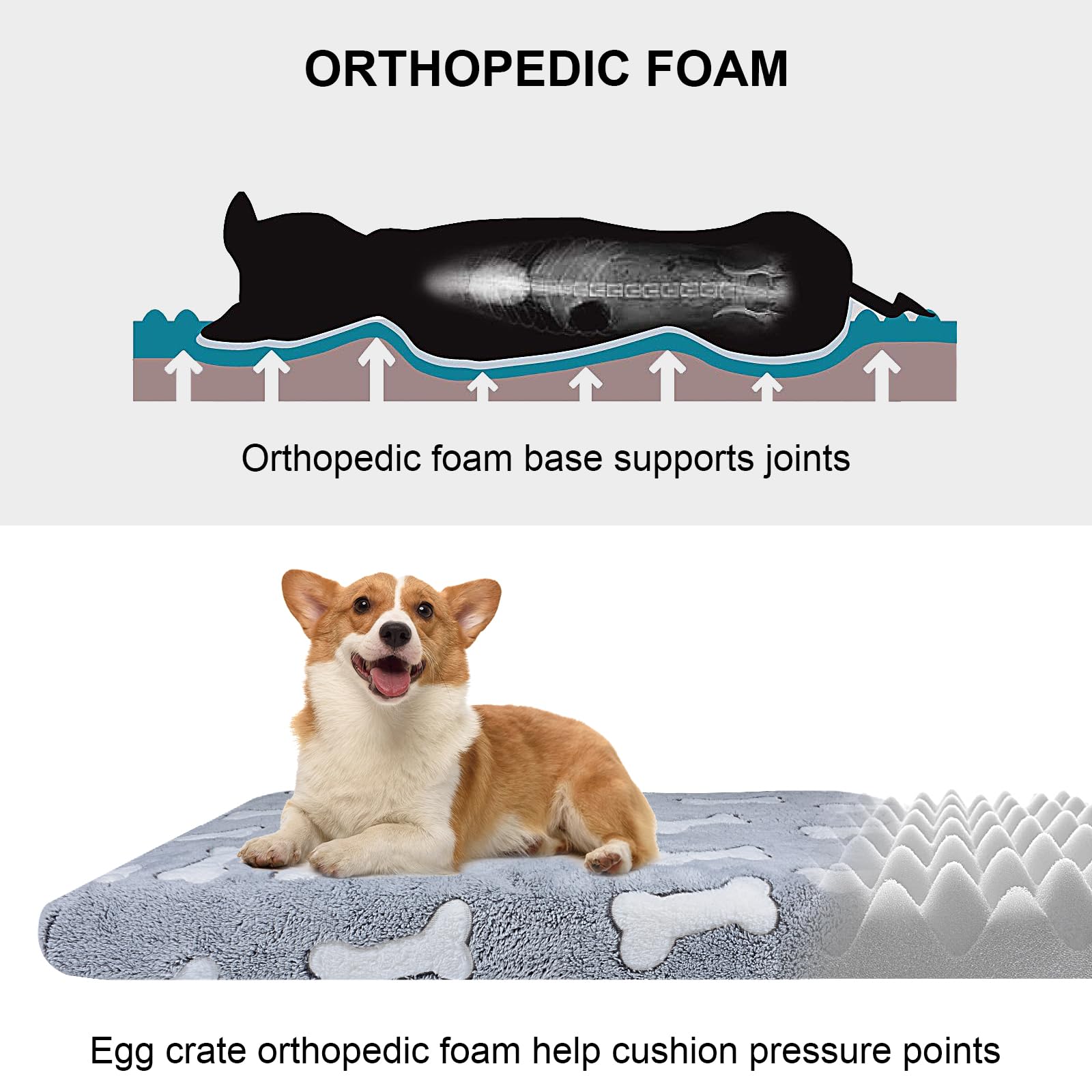 Qoosea Cuscino per Cane Media, Materasso per Cuccia per Animali con Rivestimento Sfoderabile e Lavabile Lettino, Tappetino Letto per Cani e Gatti con e Fondo Antiscivolo- 50 * 75CM