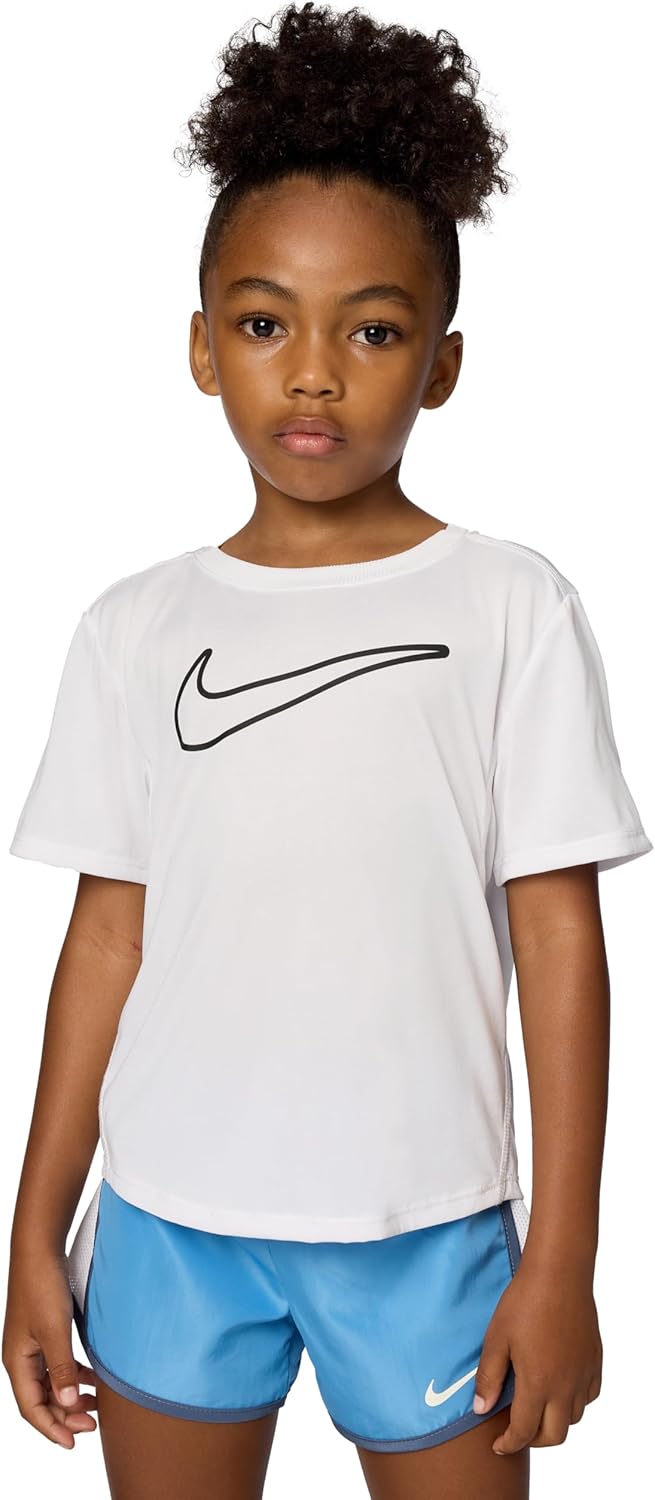 Nike Girls' One Fitted Dri-FIT Short-Sleeve Top T-Shirt (Large Swoosh Logo)