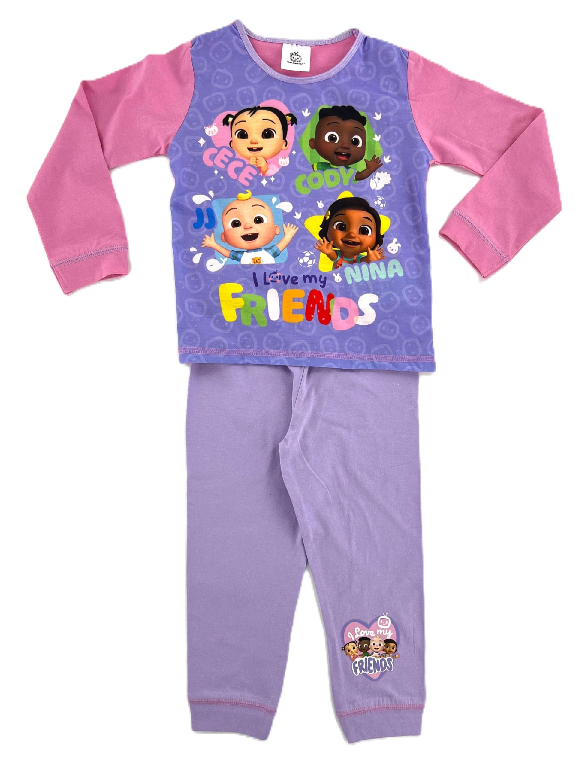 CoComelon Girls Pyjamas 3-4 Years, Pink Cotton PJs Friends