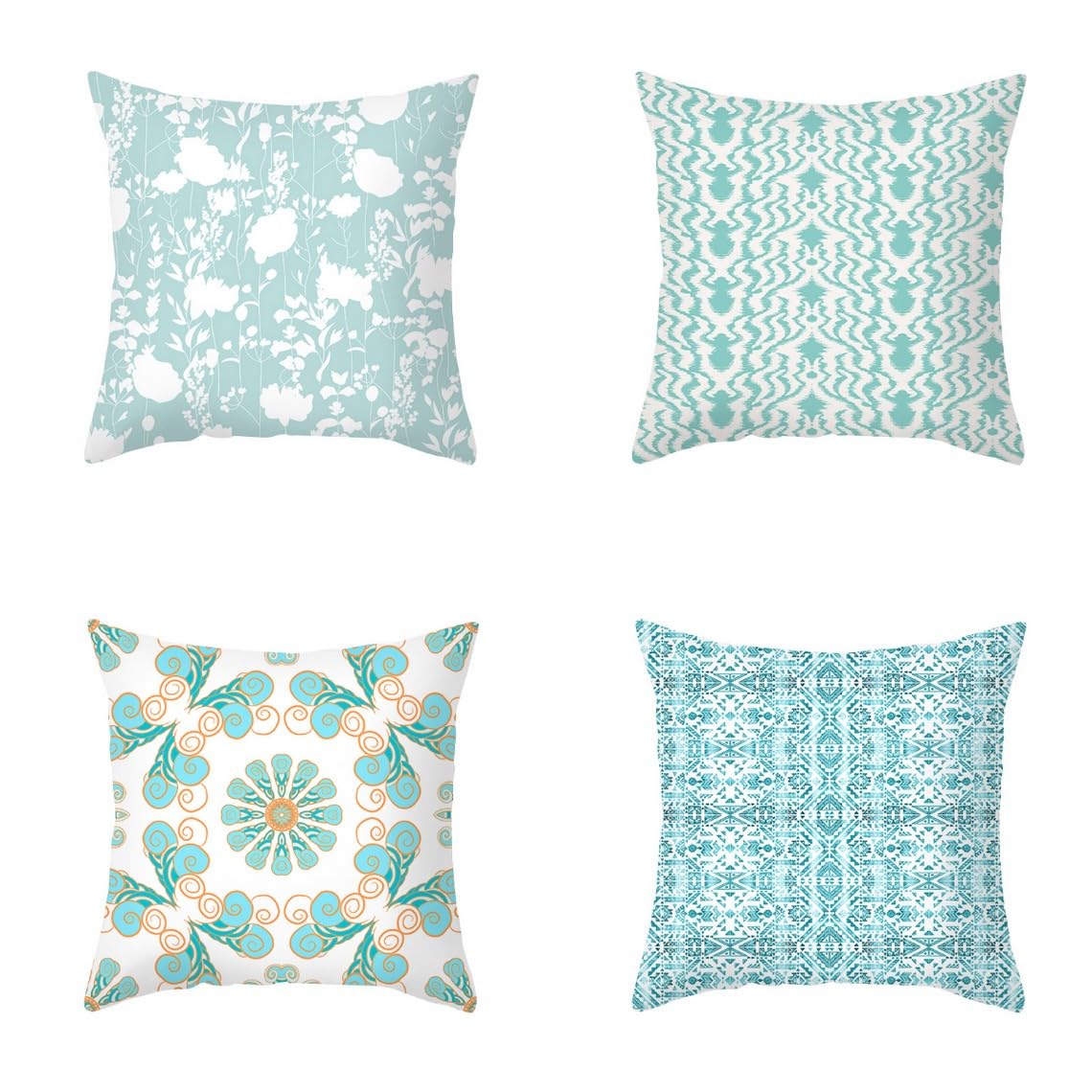 Chenlane Silk Pillow Covers Queen Size Decorative Cushion Chaise Geometric Art, xl Sofa Decorative 50x50 cm, 4Pcs