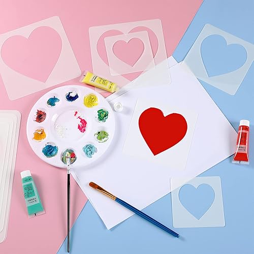 Miniatura 7 de 14 Pieces Large Stencil for Painting on Wood Plastic 5 Point Stencil Template Paint Stencils for Fabric Walls Arts Paper Home Decoration (Heart)