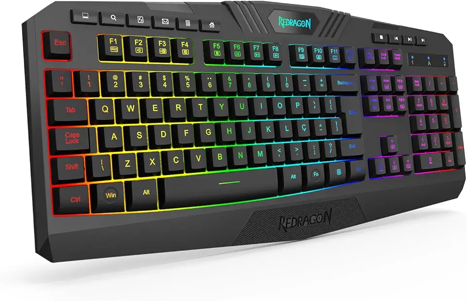 TECLADO MEMBRANA GAMER REDRAGON HARPE WIRELESS PRETO